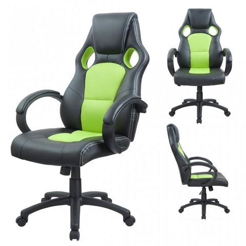 WHITE LABEL - Office armchair-WHITE LABEL-Fauteuil de bureau sport cuir vert