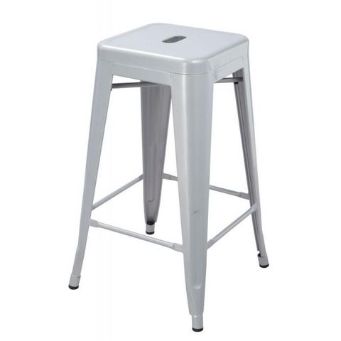 WHITE LABEL - Bar stool-WHITE LABEL-Lot de 2 tabourets de bar factory gris argenté