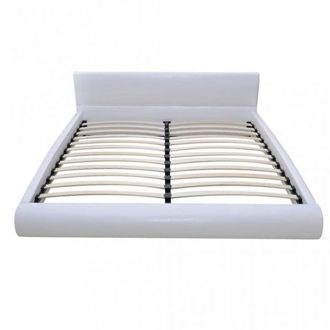 WHITE LABEL - Double bed-WHITE LABEL-Lit cuir 180 x 200 cm blanc
