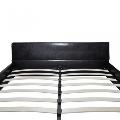 WHITE LABEL - Double bed-WHITE LABEL-Lit cuir led 180 x 200 cm noir