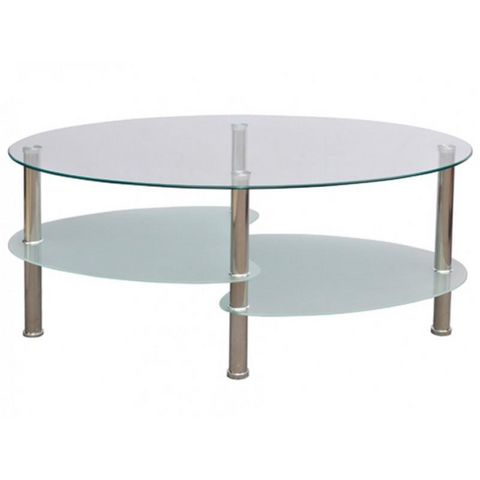WHITE LABEL - Round coffee table-WHITE LABEL-Table basse design blanche verre