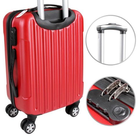 WHITE LABEL - Suitcase with wheels-WHITE LABEL-Lot de 3 valises bagage rigide rouge