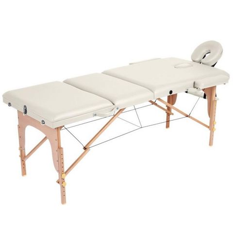 WHITE LABEL - Massage table-WHITE LABEL-Table de massage pliante 3 zones crème