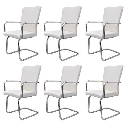 WHITE LABEL - Chair-WHITE LABEL-6 chaises de salle à manger blanches
