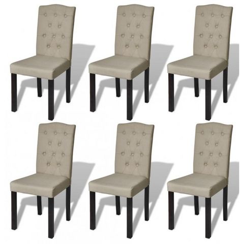 WHITE LABEL - Chair-WHITE LABEL-6 Chaises de salle a manger beiges