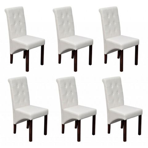 WHITE LABEL - Chair-WHITE LABEL-6 Chaises de salle a manger blanches