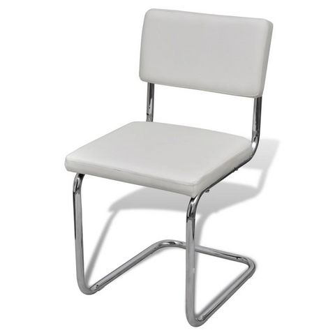 WHITE LABEL - Chair-WHITE LABEL-8 Chaises de salle a manger blanches
