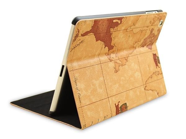 WHITE LABEL - Ipad cover-WHITE LABEL-Etui iPad 1/2/3 map monde gris pochette etui houss