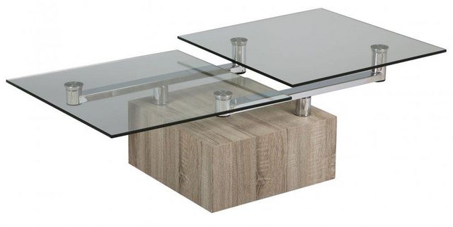 WHITE LABEL - Original form Coffee table-WHITE LABEL-Table basse TREE en verre transparent plateaux piv