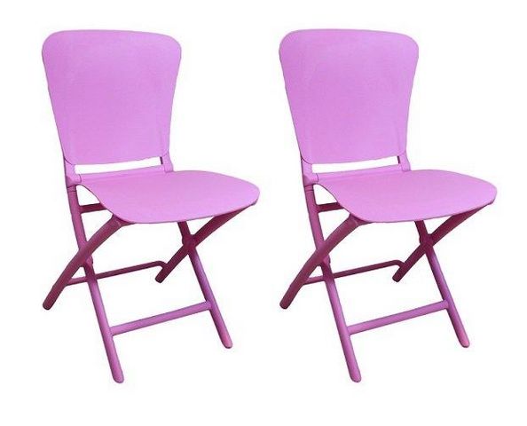 WHITE LABEL - Folding chair-WHITE LABEL-Lot de 2 chaises pliante ZAK design lilas