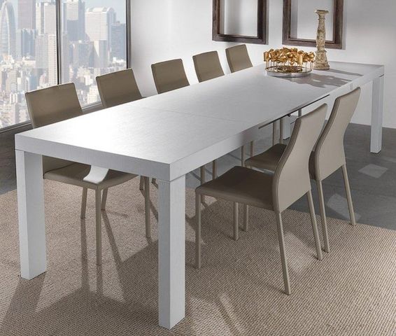 WHITE LABEL - Rectangular dining table-WHITE LABEL-Table repas extensible WIND design blanc 120 cm