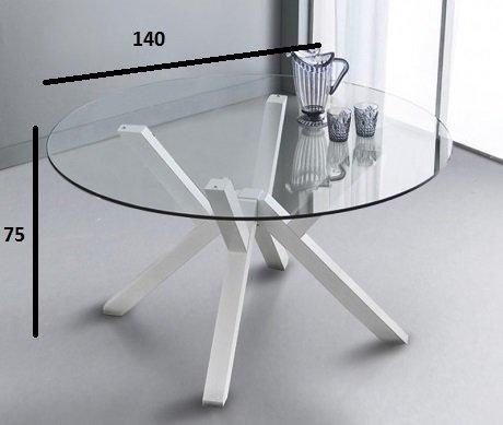 WHITE LABEL - Round diner table-WHITE LABEL-Table repas TEOREMA en verre design blanc 120 cm