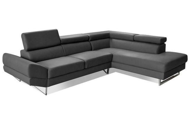 WHITE LABEL - Adjustable sofa-WHITE LABEL-Canapé d'angle droite fixe VENISE cuir éco graphi