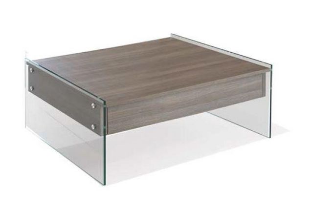 WHITE LABEL - Liftable coffee table-WHITE LABEL-Table basse relevable BELLA coloris orme piétement