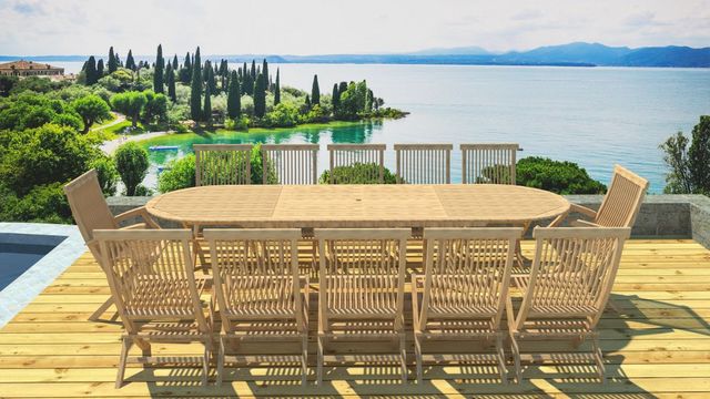 LYNCO - Outdoor dining room-LYNCO-Salon en teck table ovale 10 chaises 2 fauteuils