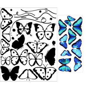 ALFRED CREATION - sticker papillons bleus - Gummiertes Papier