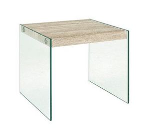 WHITE LABEL - table basse nina en verre et chêne clair - Rechteckiger Couchtisch