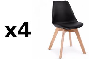 WHITE LABEL - lot de 4 chaises oslo noire design scandinave piét - Stuhl
