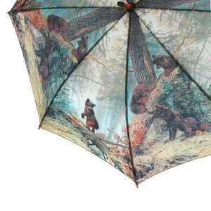 WHITE LABEL - parapluie droit mixte manche canne en bois motif a - Regenschirm