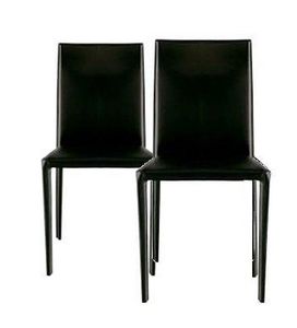 WHITE LABEL - lot de 2 chaises design cathy en simili cuir noir - Stuhl