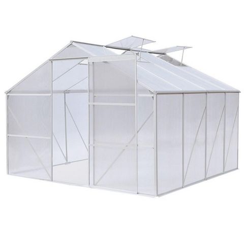 WHITE LABEL - Gewächshaus-WHITE LABEL-Serre polycarbonate 370 x 190 cm 7 m2