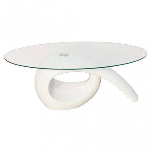 WHITE LABEL - Runder Couchtisch-WHITE LABEL-Table basse design blanche verre