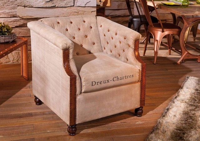 WHITE LABEL - Clubsessel-WHITE LABEL-Fauteuil club DREUX-CHARTRES beige