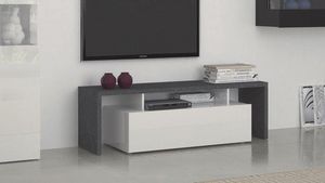 WHITE LABEL - meuble design tv treviso 2 blanc - Mueble Tv Hi Fi