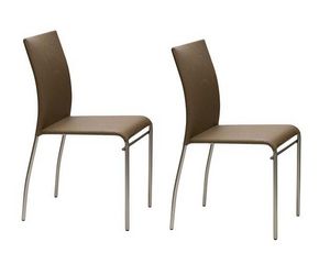 WHITE LABEL - lot de 2 chaises matrix design taupe - Silla