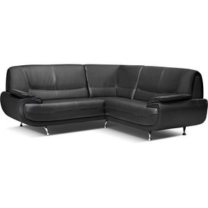 WHITE LABEL - canapé d?angle design en simili cuir noir - Sofá Modular