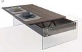 Mesa de centro de altura regulable-WHITE LABEL-Table basse relevable BELLA coloris orme piétement
