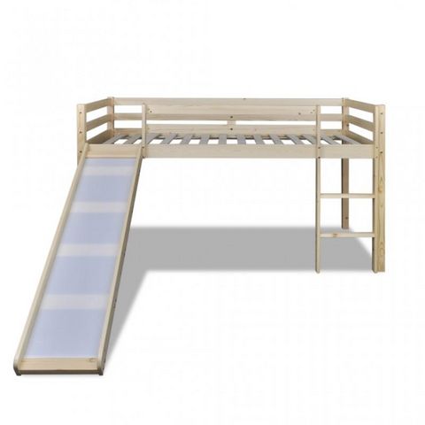 WHITE LABEL - Cama para niño-WHITE LABEL-Lit mezzanine bois avec toboggan et échelle