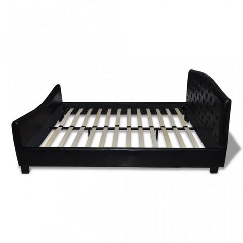 WHITE LABEL - Conjunto de cama-WHITE LABEL-Lit cuir 140 x 200 cm noir + matelas
