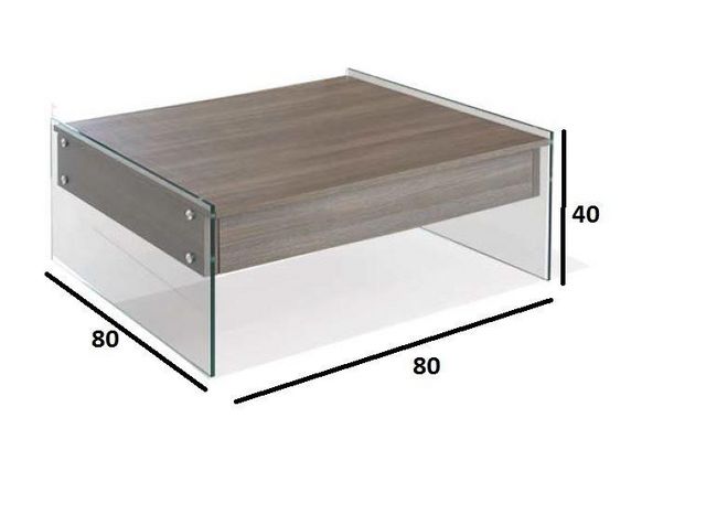 WHITE LABEL - Mesa de centro de altura regulable-WHITE LABEL-Table basse relevable BELLA coloris orme piétement