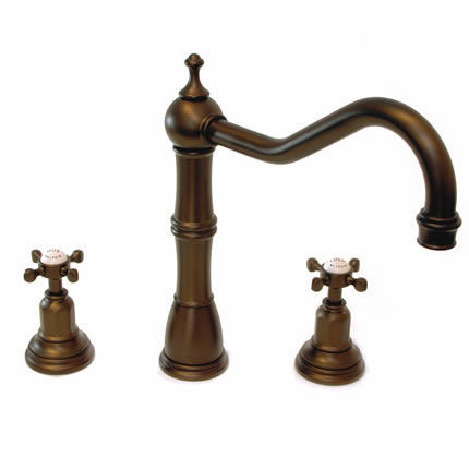 Brass & Traditional Sinks - Grifo para lavabo-Brass & Traditional Sinks-Alsace Mixer Taps, Capstan Handles