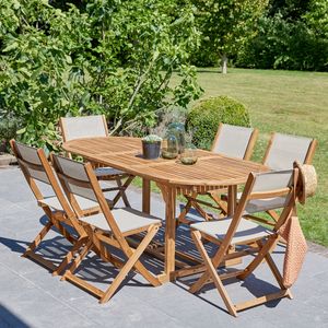 Tavolo allungabile e 6 sedie in acacia - Mobili da giardino - Tikamoon