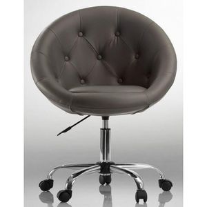 WHITE LABEL - fauteuil lounge pivotant cuir marron - Poltrona Girevole