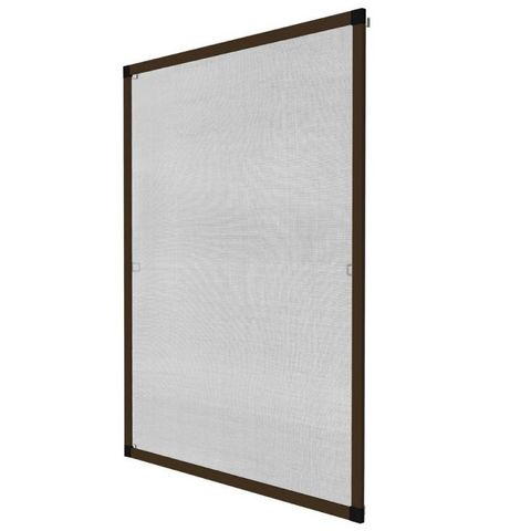 WHITE LABEL - Zanzariera per finestra-WHITE LABEL-Moustiquaire pour fenêtre cadre fixe en aluminium 100x120 cm brun