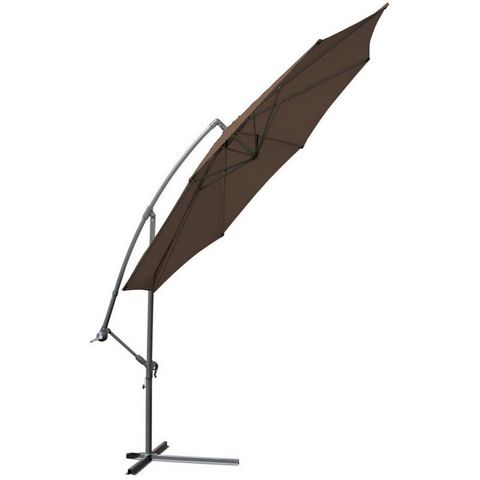 WHITE LABEL - Ombrellone con braccio laterale-WHITE LABEL-Parasol déporté de 3,5 m marron + Housse